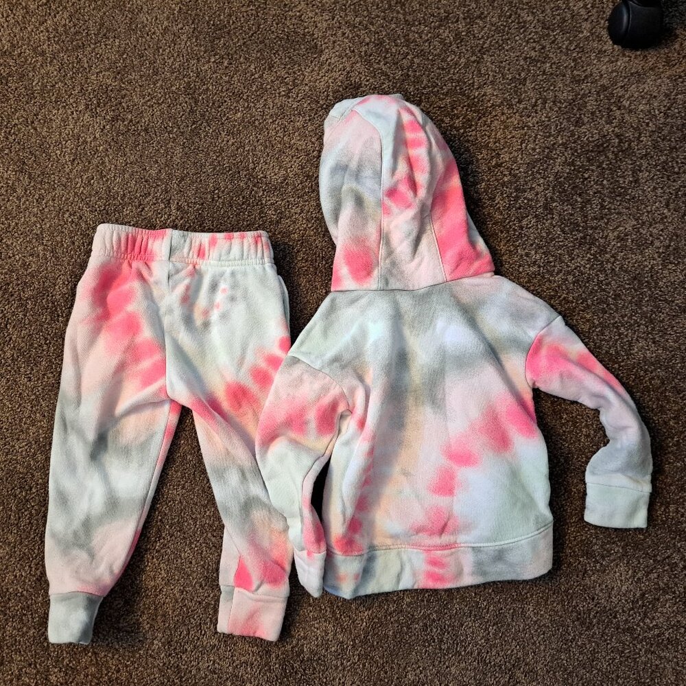 Nike Baby Girls Hyper Pink Tie Dye Swoosh Hooded Sweatshirt&Pants 2T - Picture 4 of 8
